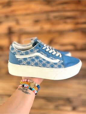 VANS | Old Skool Stackform Denim Lace Embroidered Sneakers 10